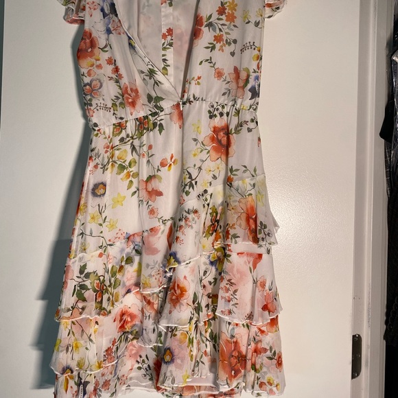 Alice + Olivia Lessie Tie Neck Short Ruffle Dress - Picture 5 of 7